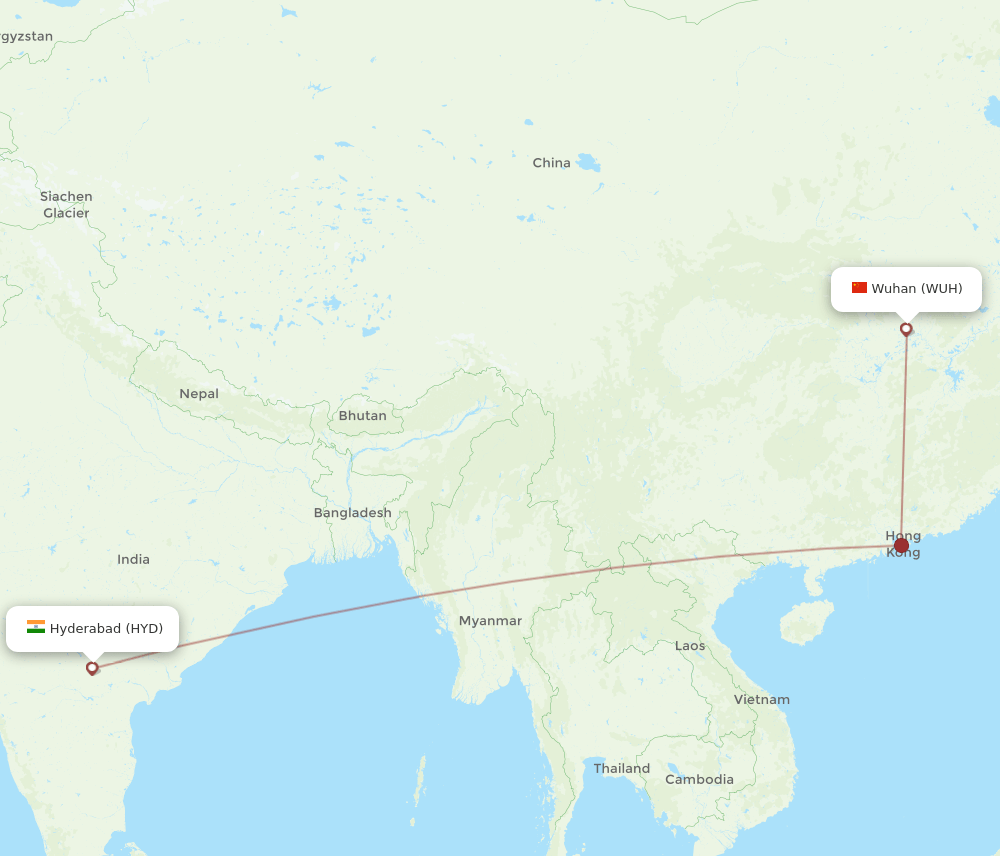 HYD-WUH flight routes