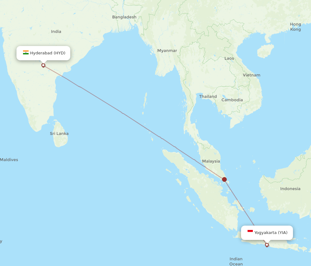 HYD-YIA flight routes