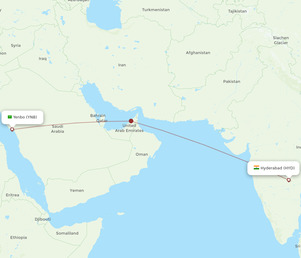HYD-YNB flight routes