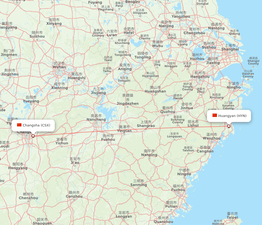 HYN-CSX flight routes