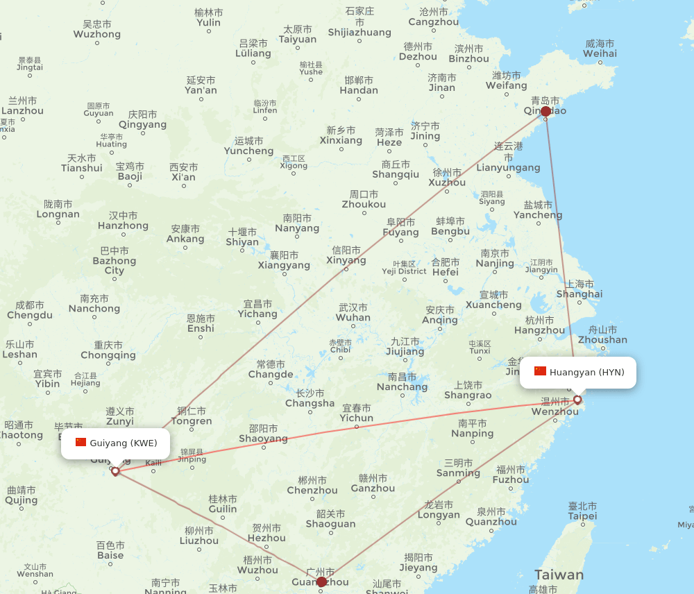 HYN-KWE flight routes