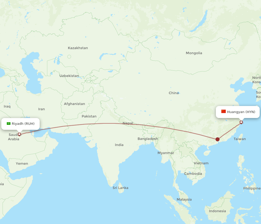 HYN-RUH flight routes