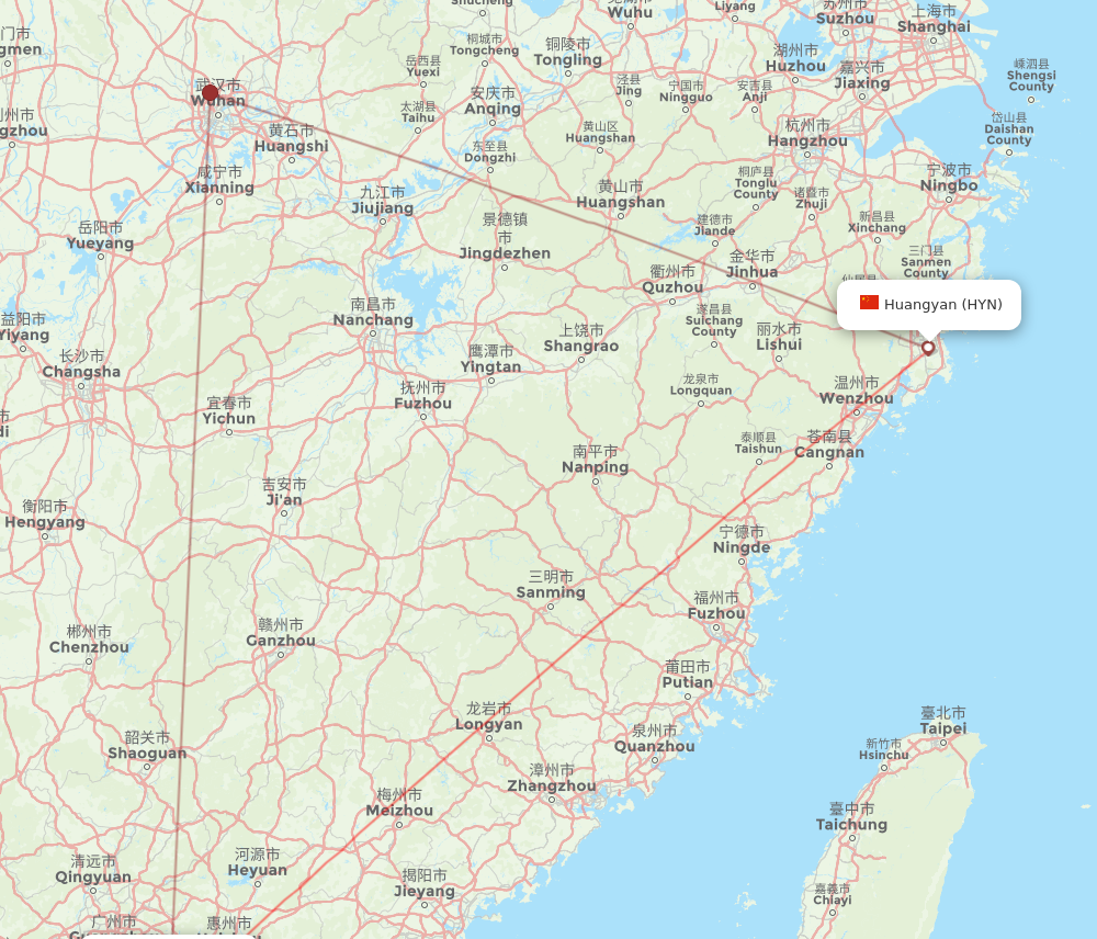 HYN to SZX flights and routes map