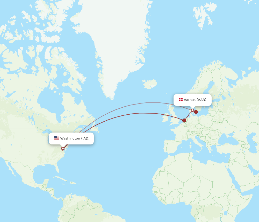IAD-AAR flight routes
