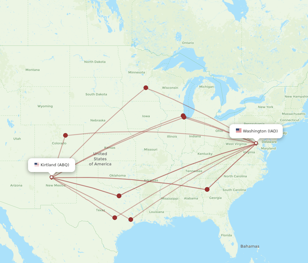 IAD-ABQ flight routes