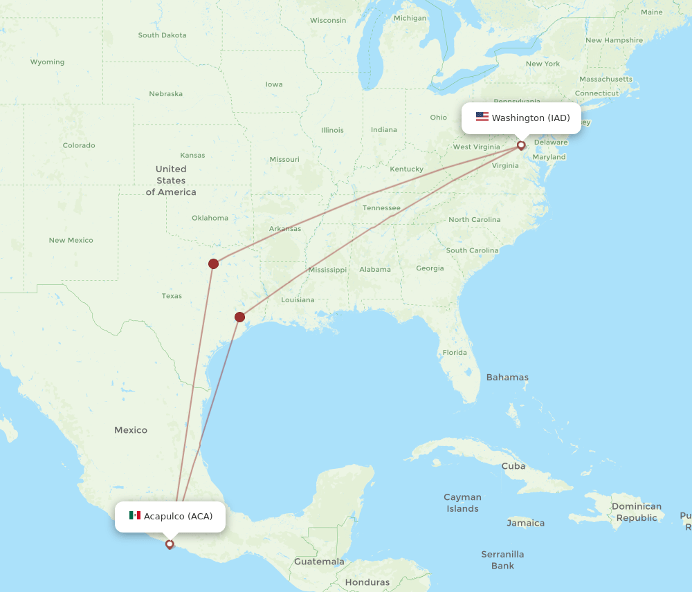 IAD-ACA flight routes