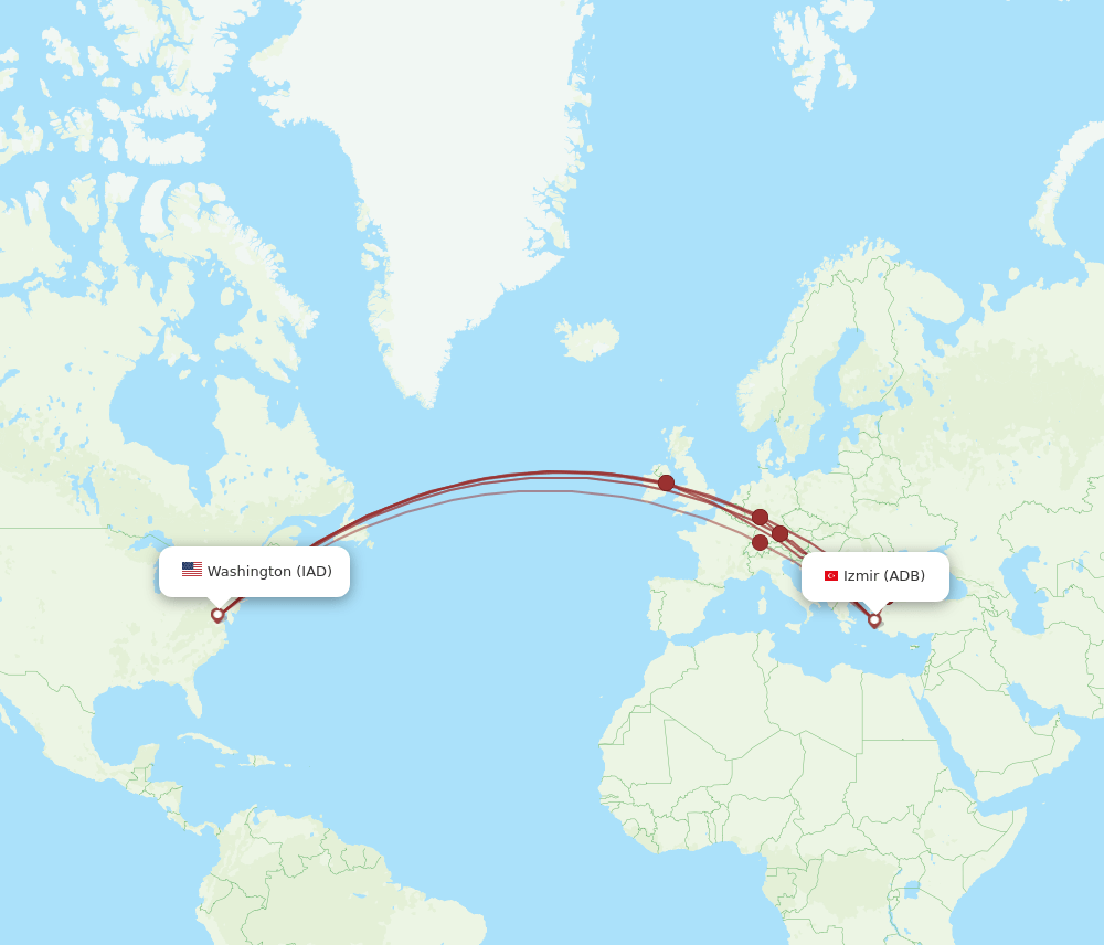 IAD-ADB flight routes