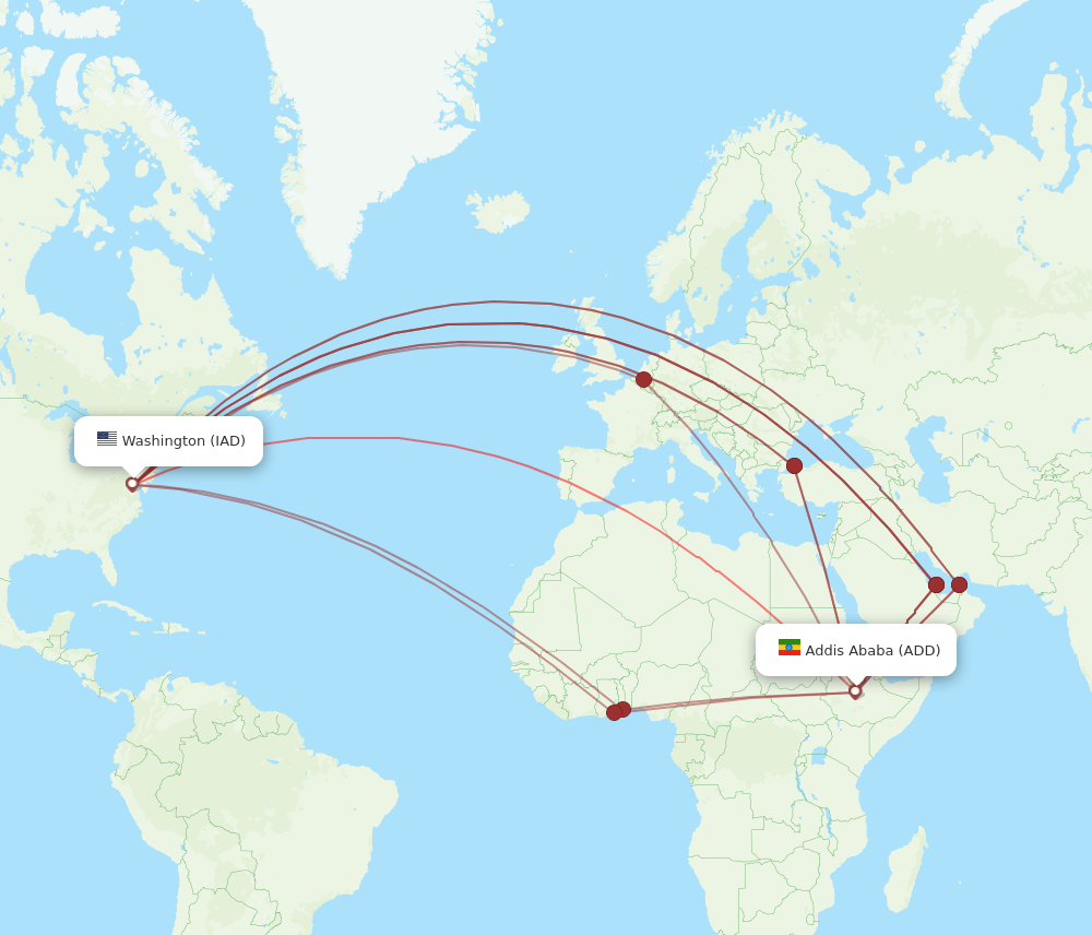 IAD-ADD flight routes