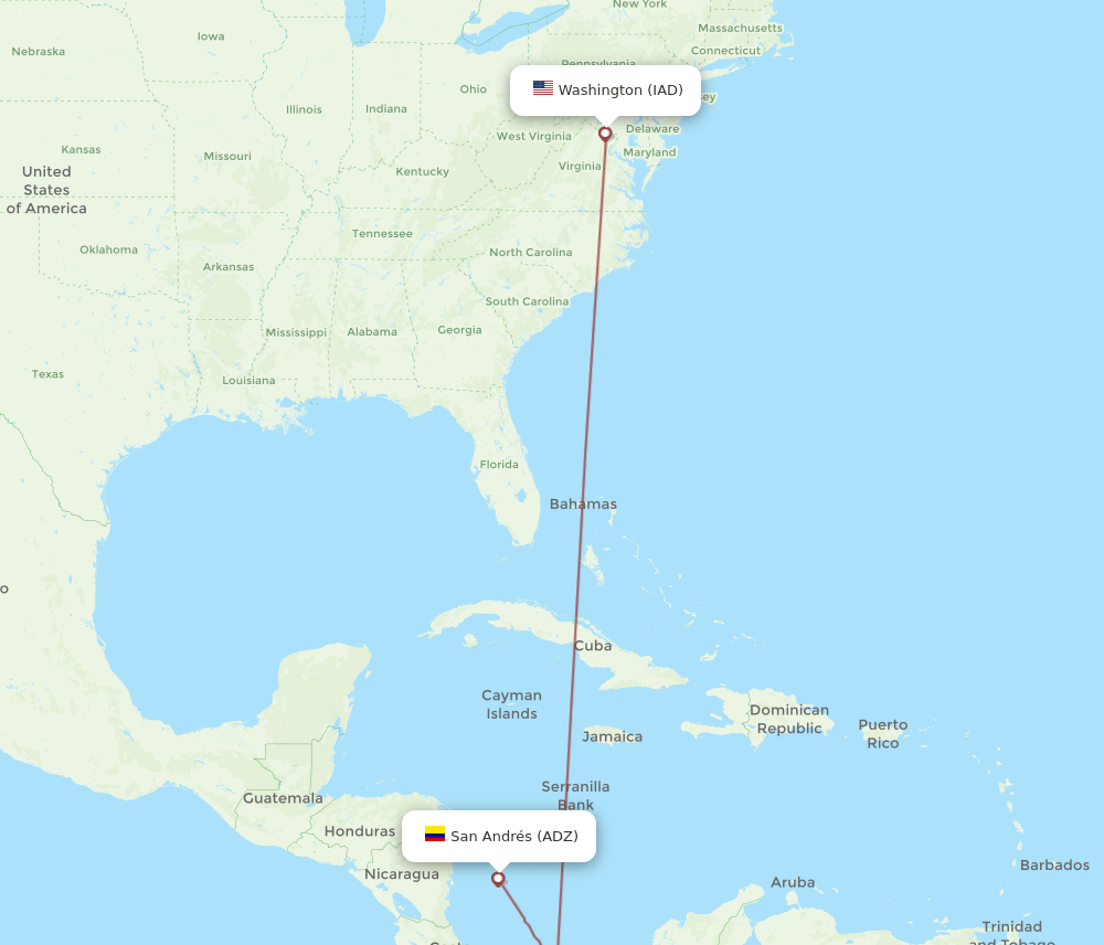 IAD-ADZ flight routes