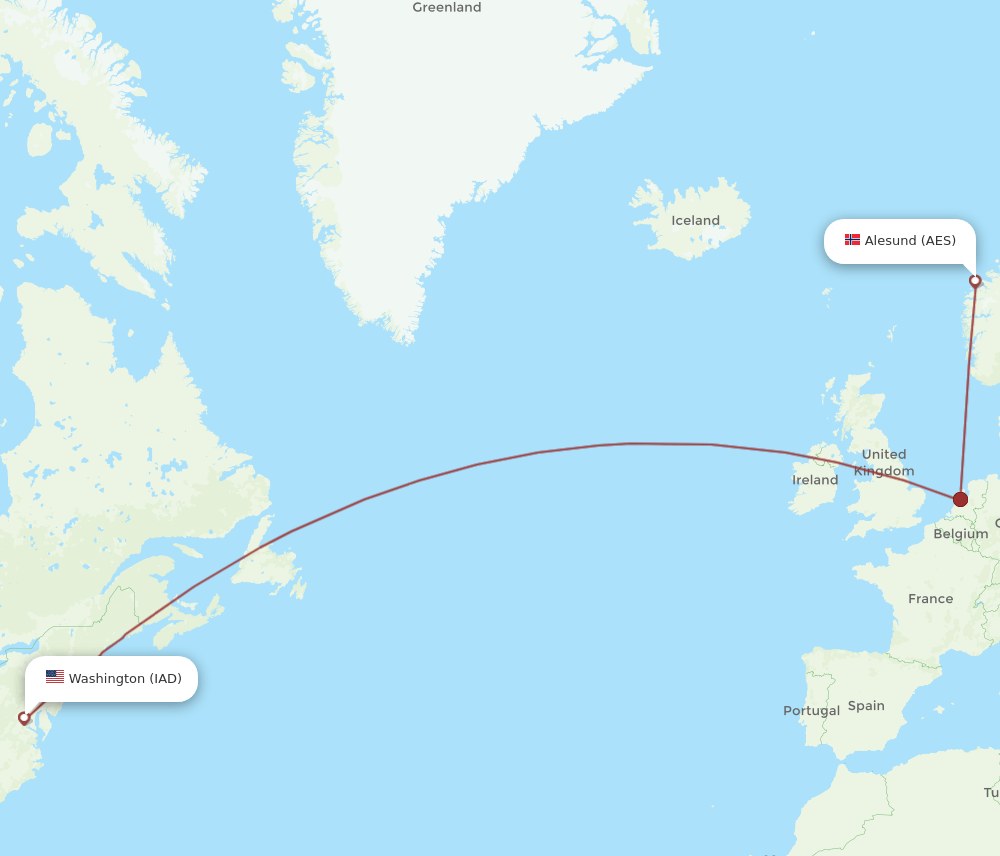 IAD-AES flight routes