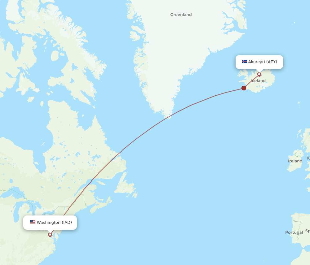 IAD-AEY flight routes