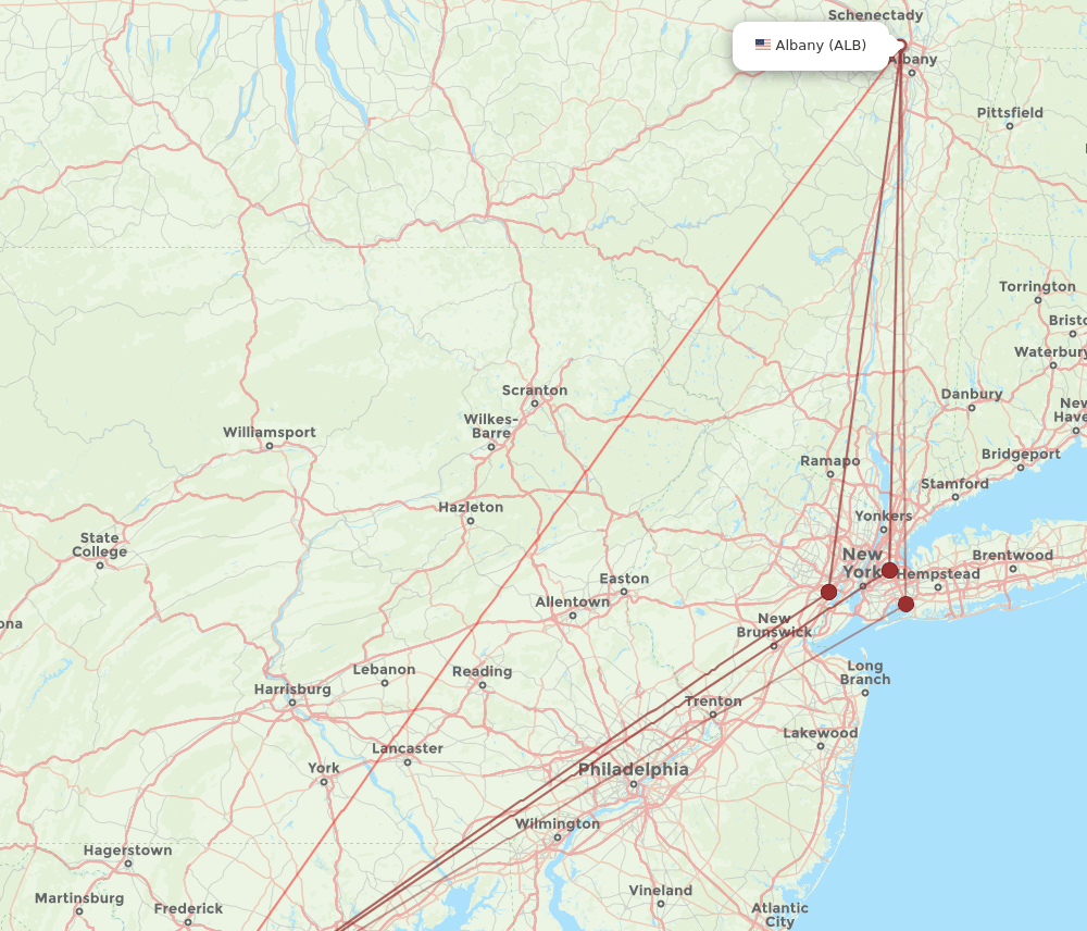 IAD-ALB flight routes