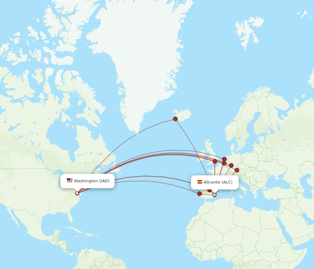 IAD-ALC flight routes