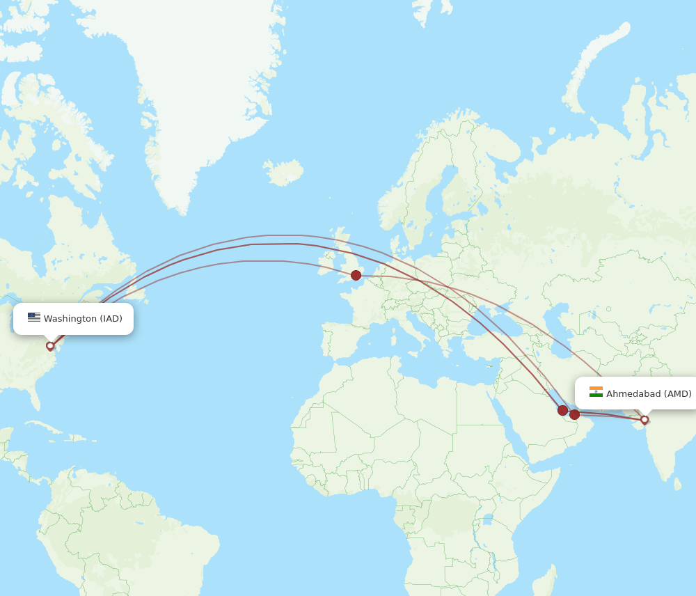 IAD-AMD flight routes