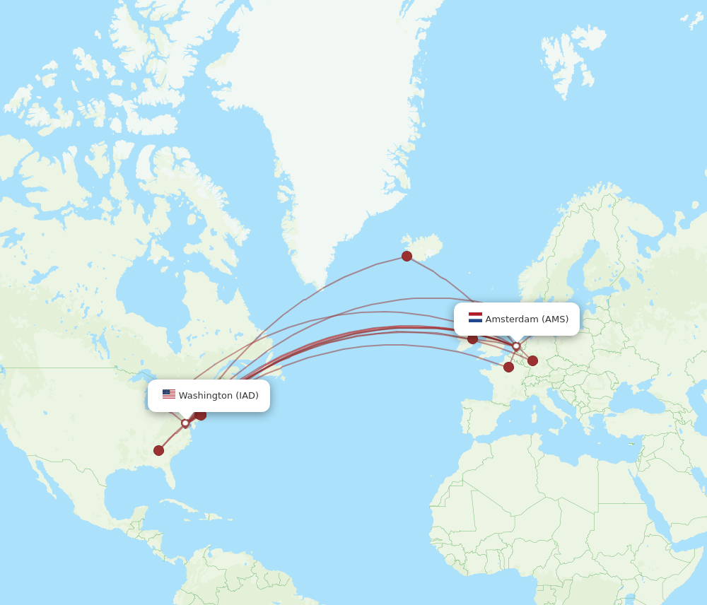 IAD-AMS flight routes