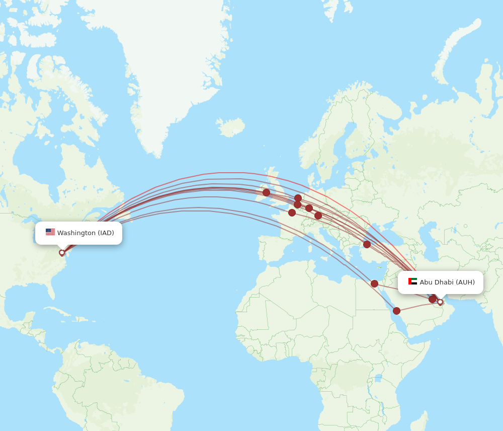 IAD-AUH flight routes