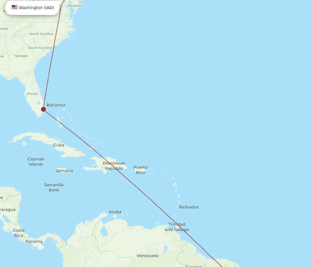 IAD-BEL flight routes