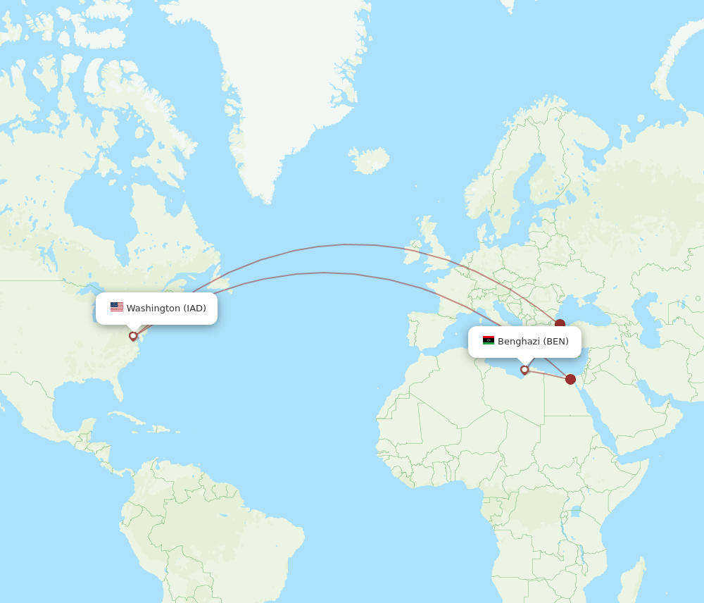 IAD-BEN flight routes
