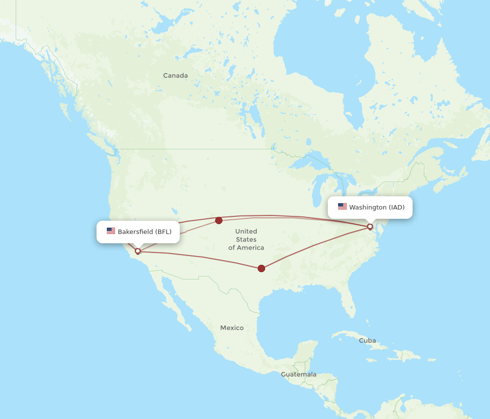 IAD-BFL flight routes