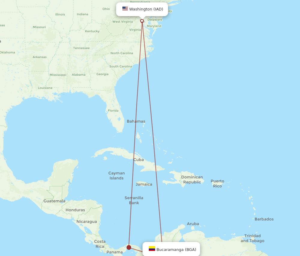 IAD-BGA flight routes