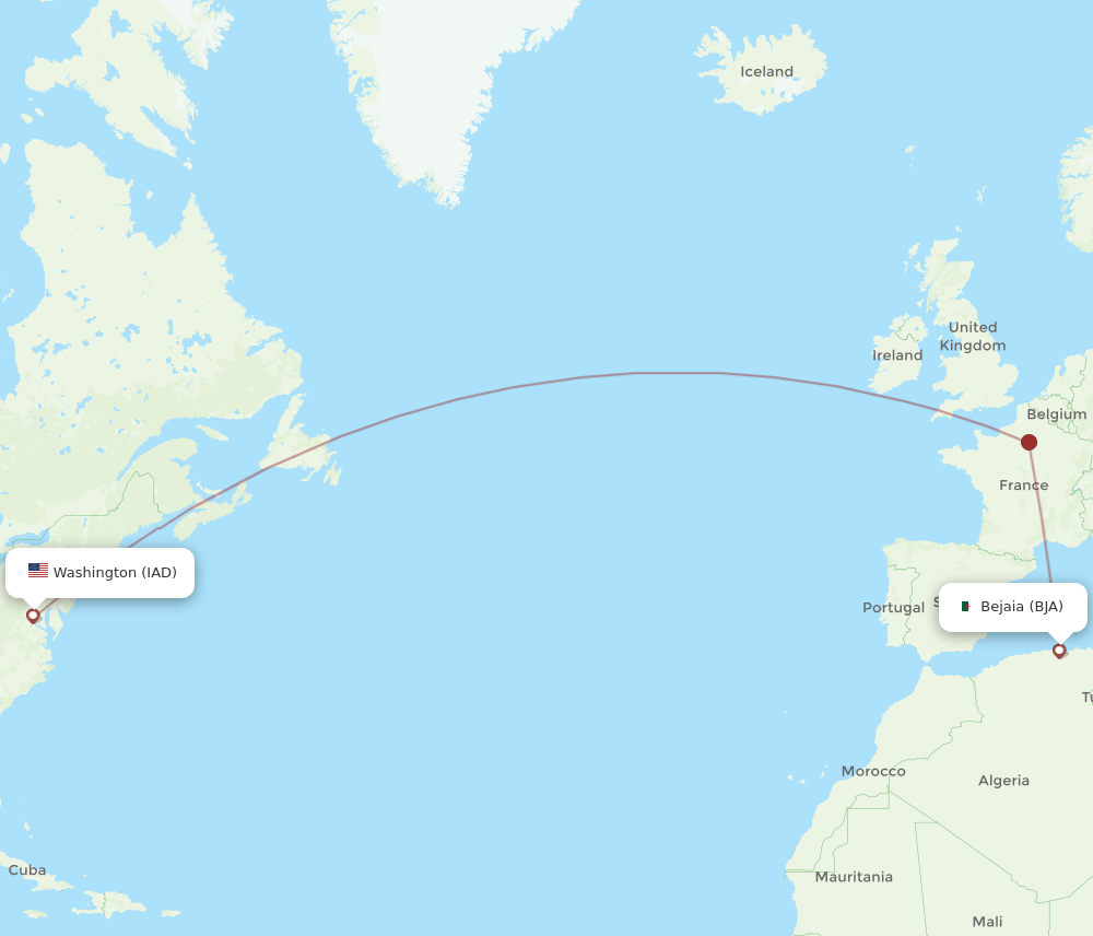 IAD-BJA flight routes