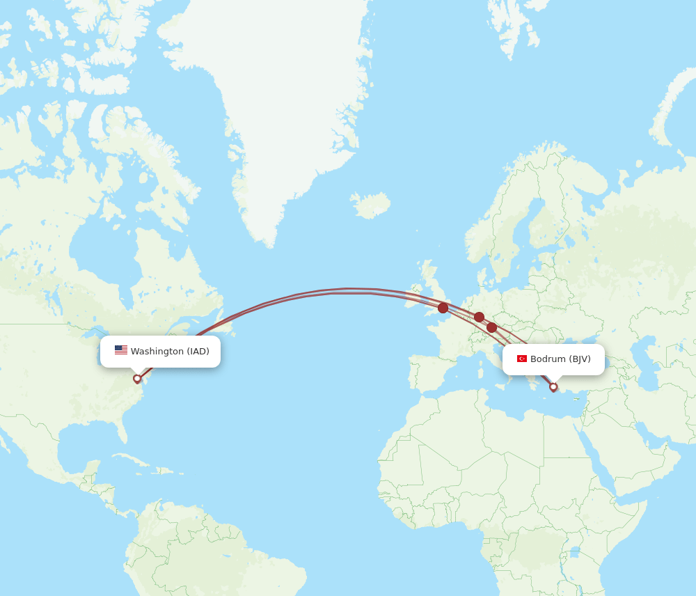 IAD-BJV flight routes