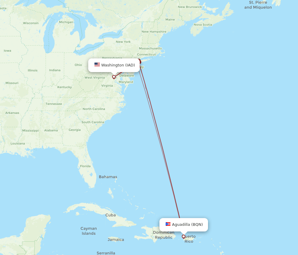 IAD-BQN flight routes