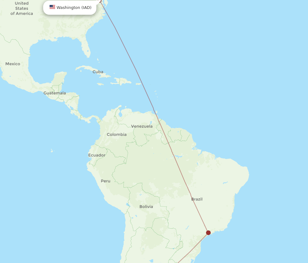 San Carlos de Bariloche - Dulles route map and flight paths