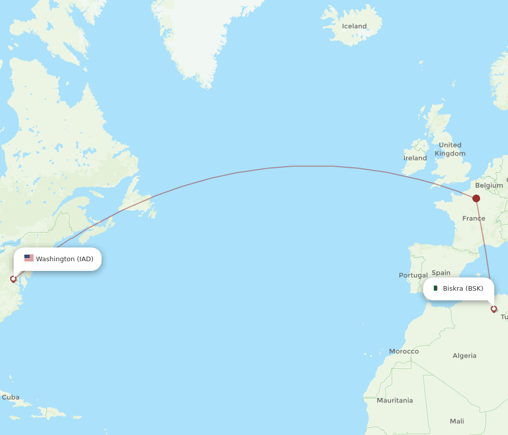 IAD-BSK flight routes