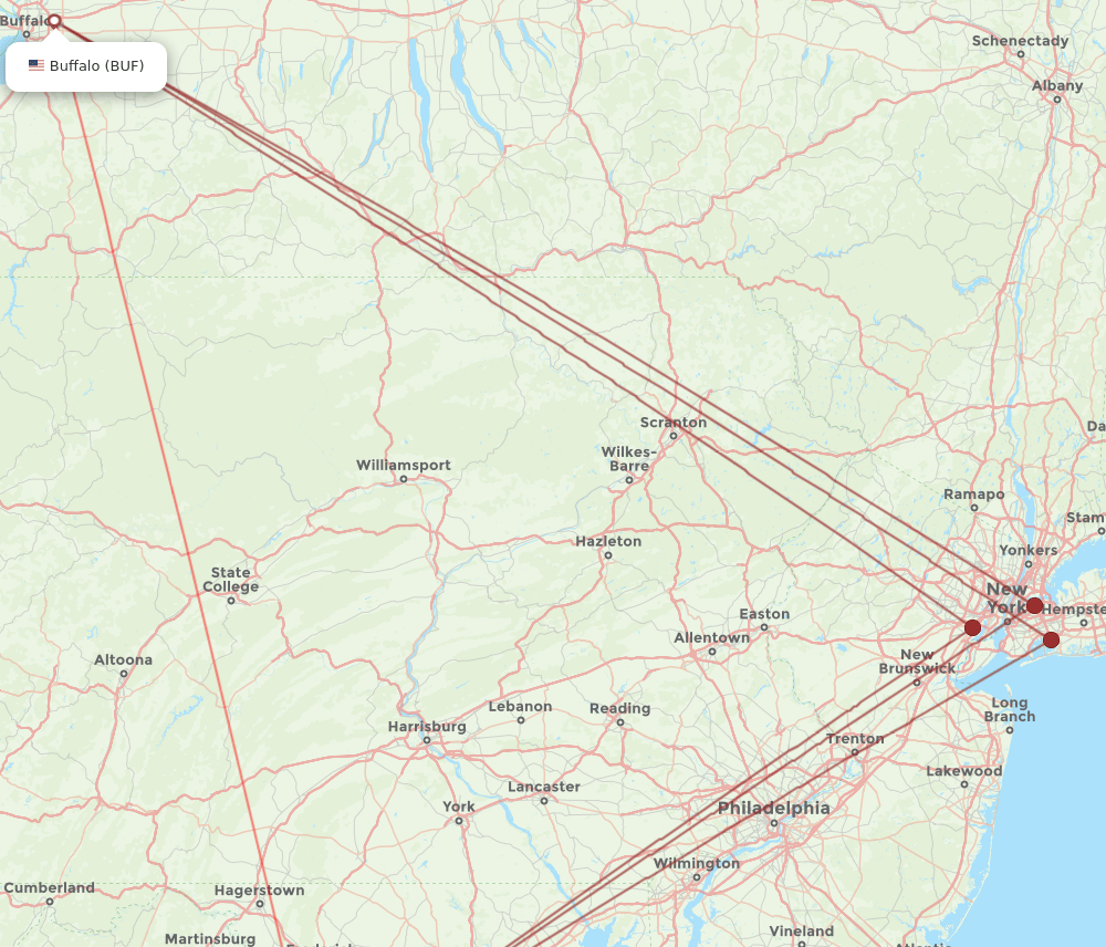 IAD-BUF flight routes