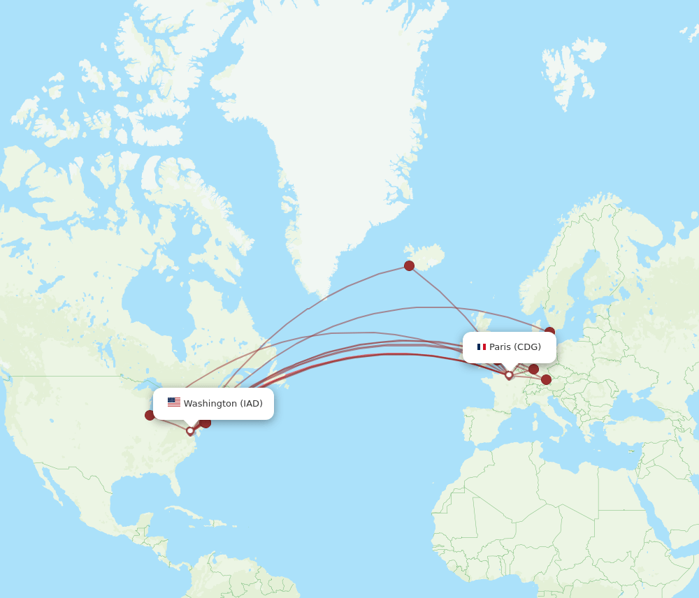 IAD-CDG flight routes