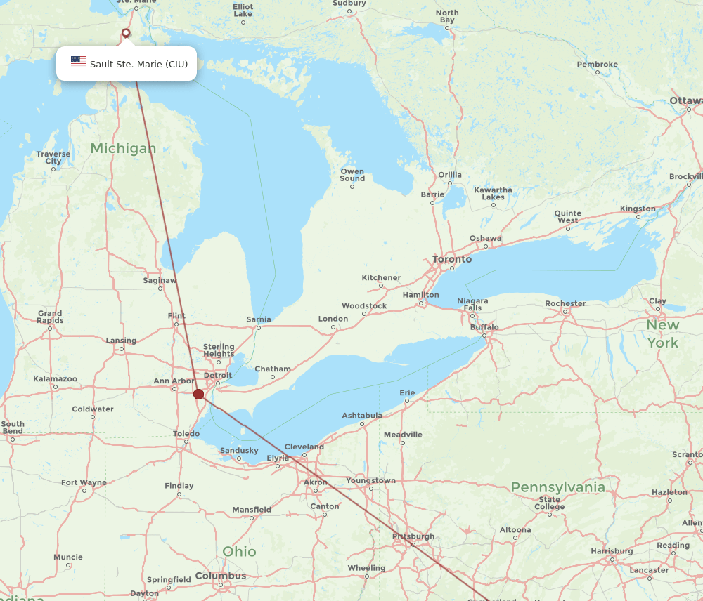 IAD-CIU flight routes