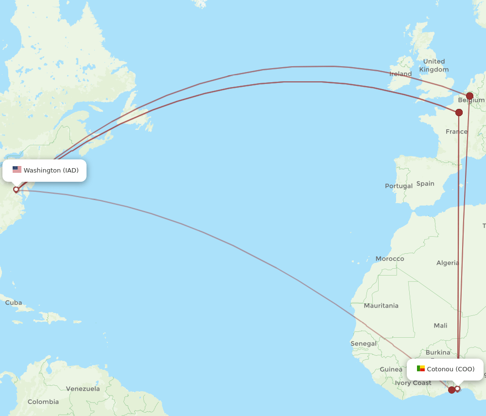 IAD-COO flight routes