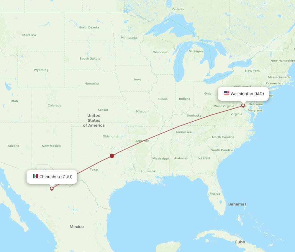 IAD-CUU flight routes