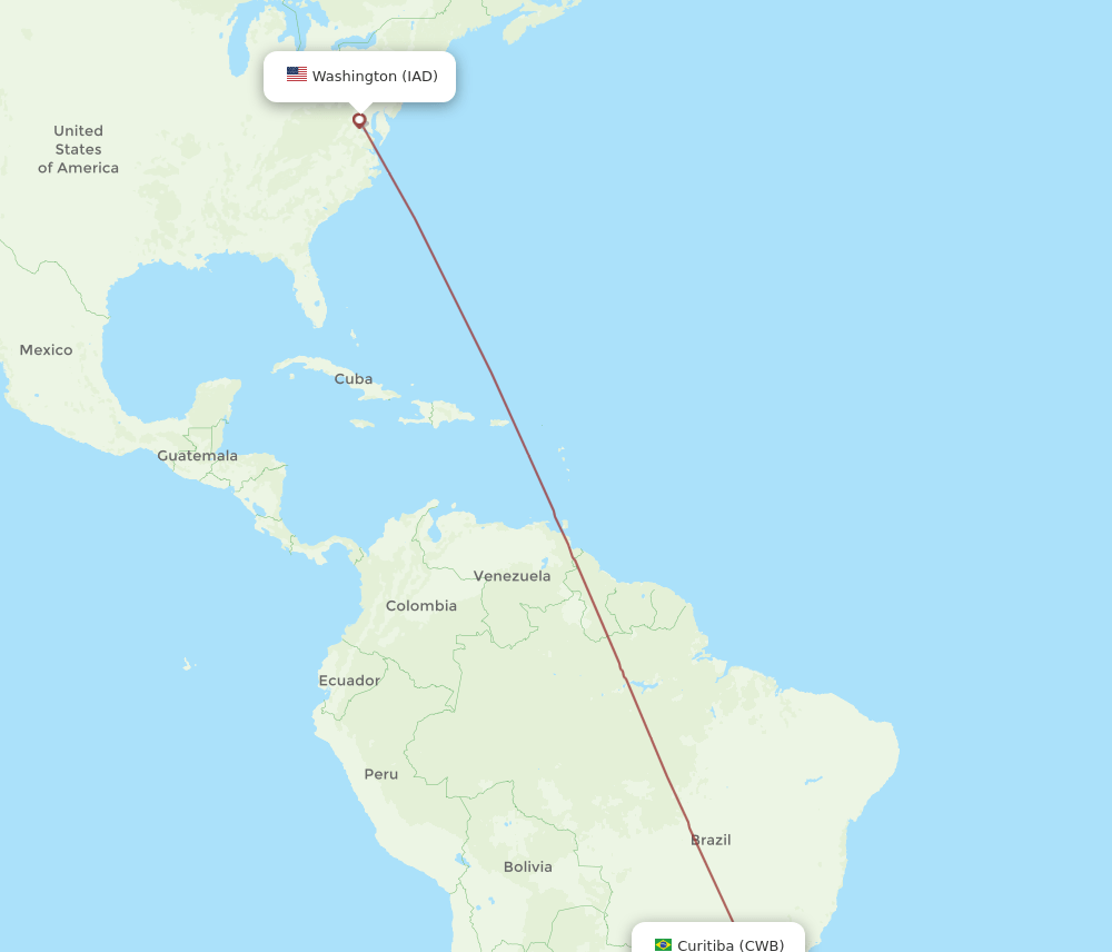 IAD-CWB flight routes