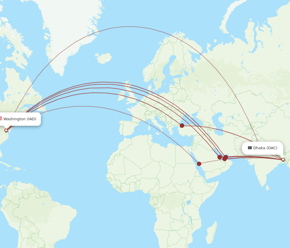 IAD-DAC flight routes