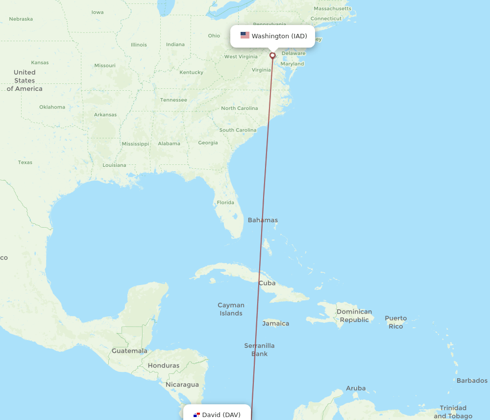 IAD-DAV flight routes