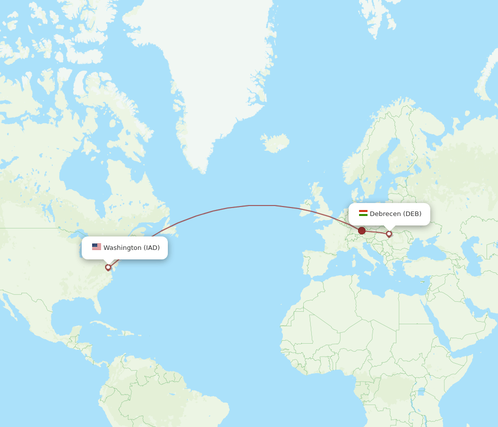 IAD-DEB flight routes