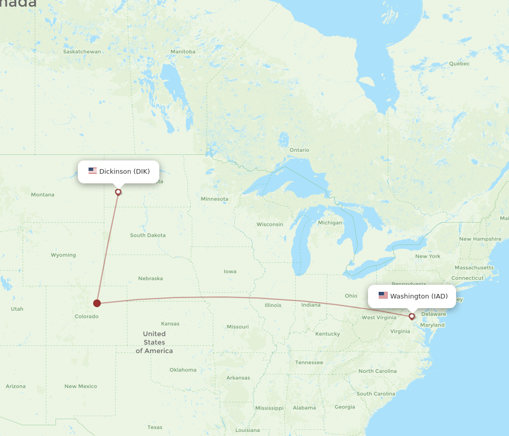IAD-DIK flight routes