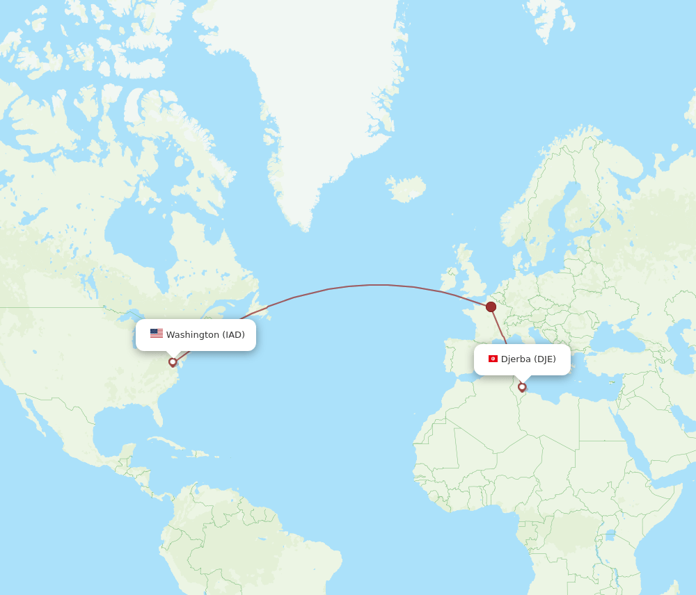 IAD-DJE flight routes