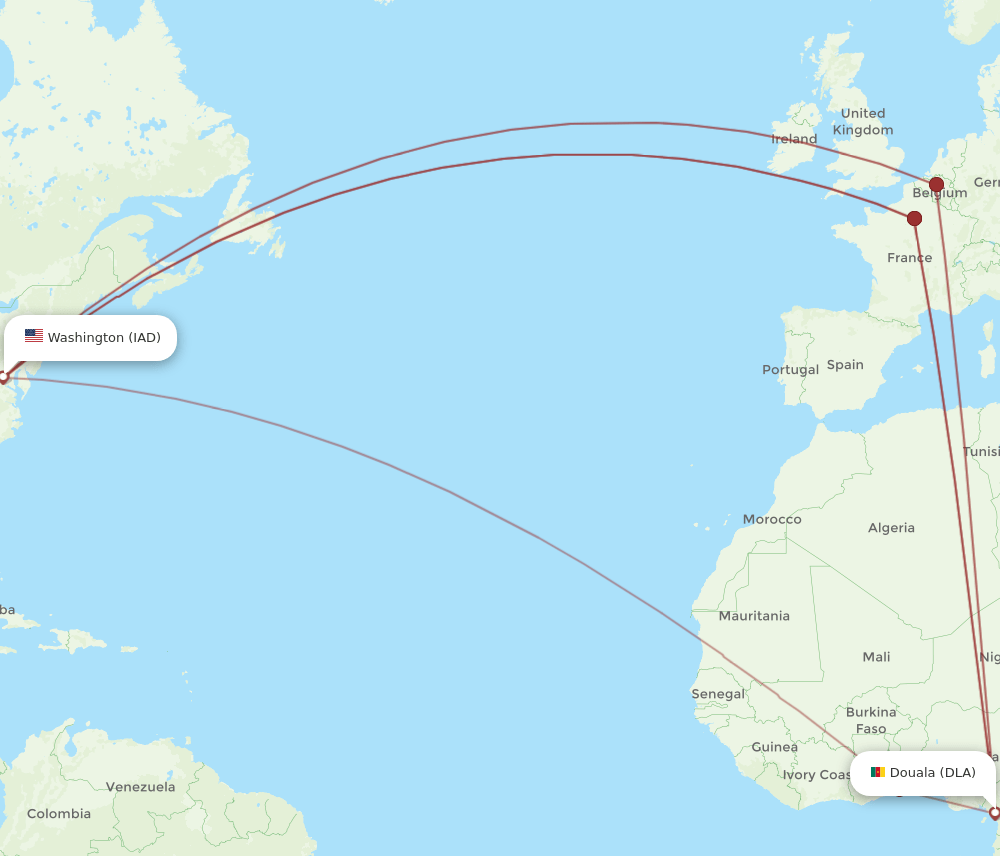 IAD-DLA flight routes