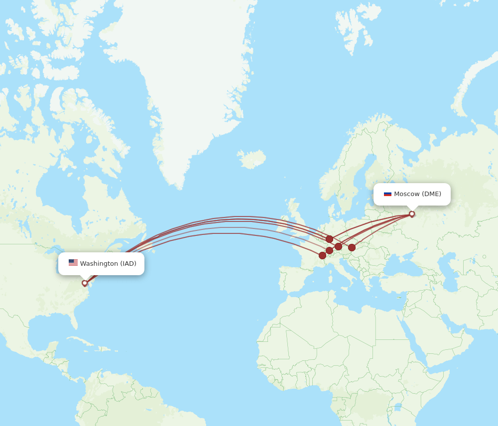 IAD to DME flights and routes map