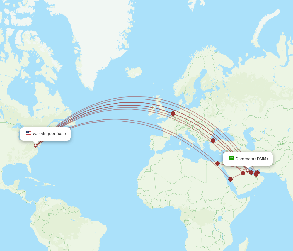 IAD-DMM flight routes
