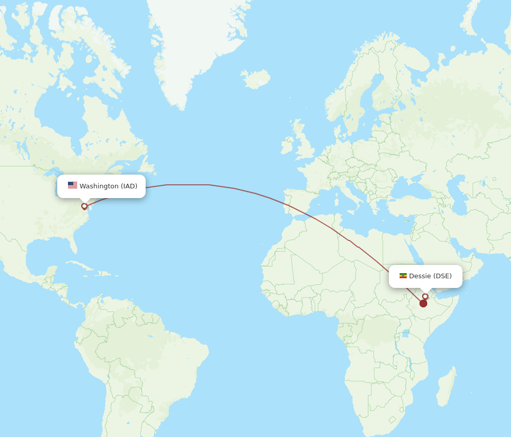 Dessie - Dulles route map and flight paths