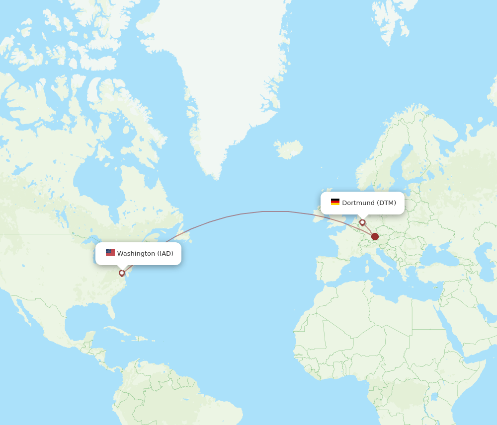 IAD-DTM flight routes