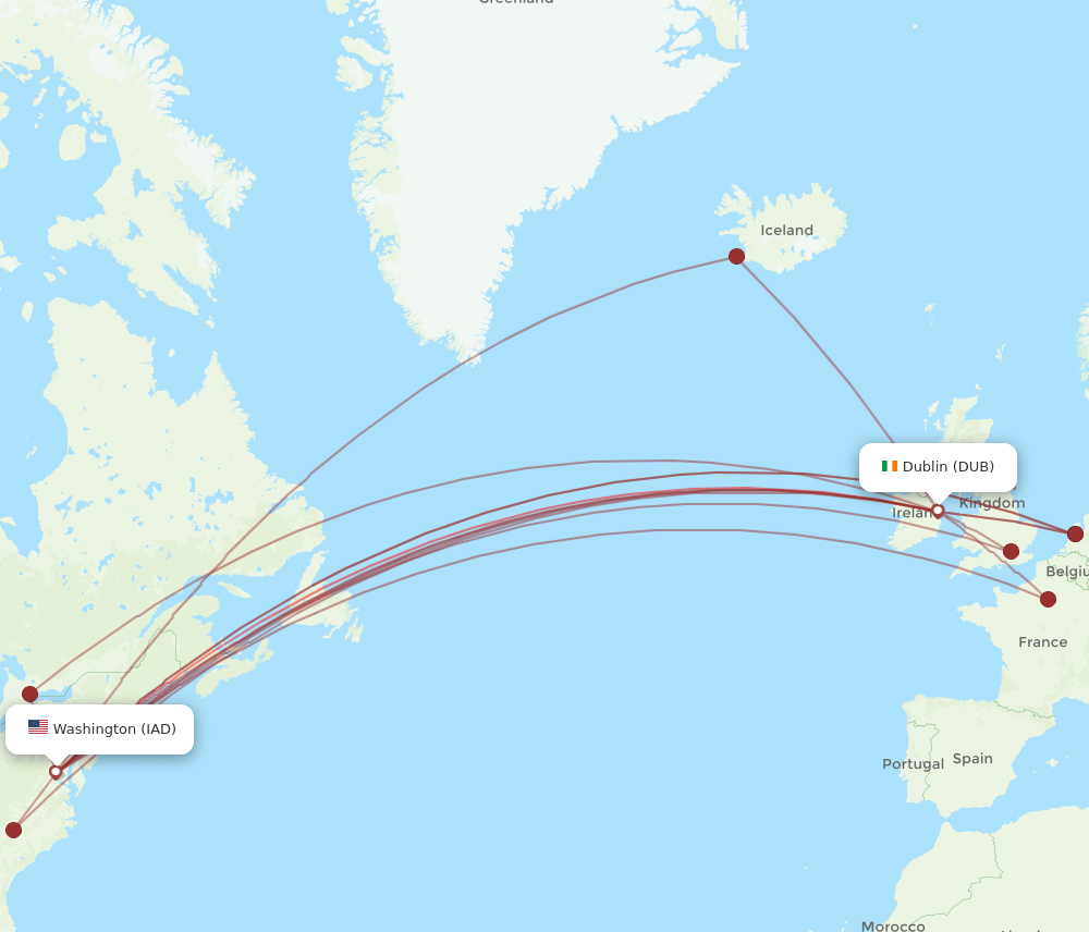 IAD-DUB flight routes