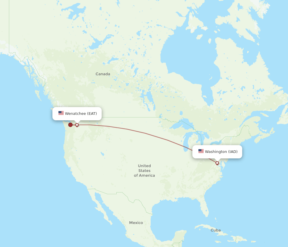 IAD-EAT flight routes
