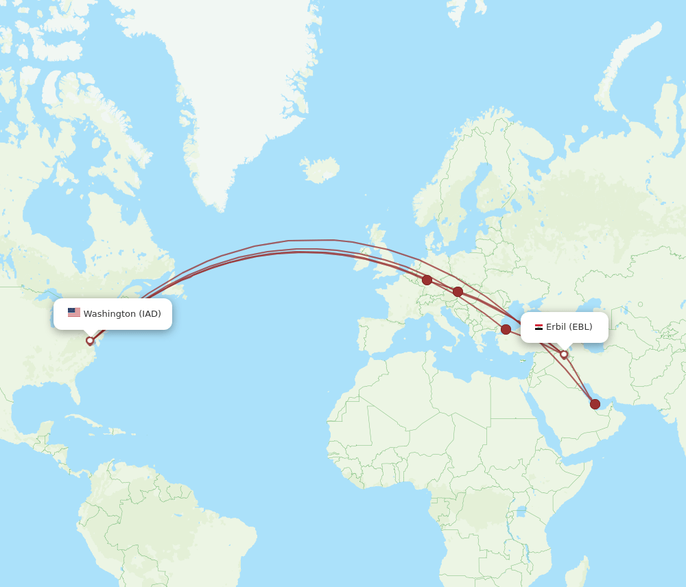 IAD-EBL flight routes