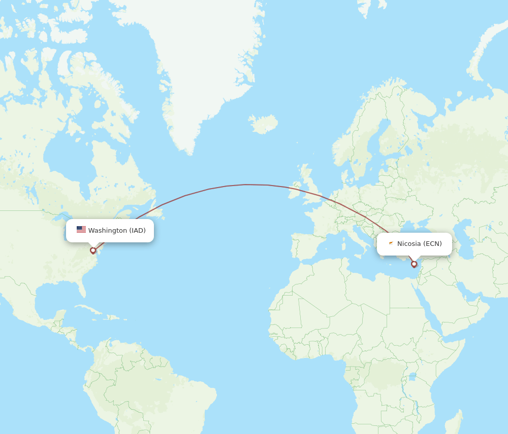 IAD-ECN flight routes