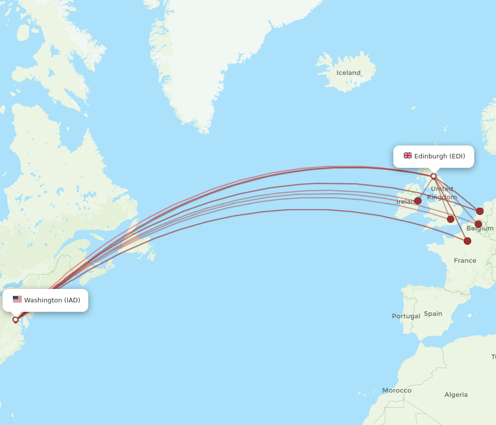 IAD-EDI flight routes